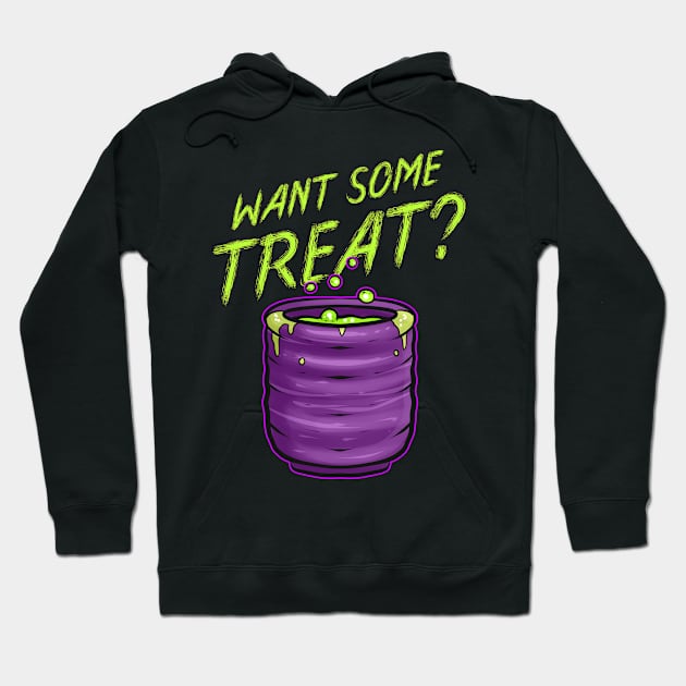 Want Some Treat Pot Of Green Witch Tea Slime Halloween Hoodie by SinBle